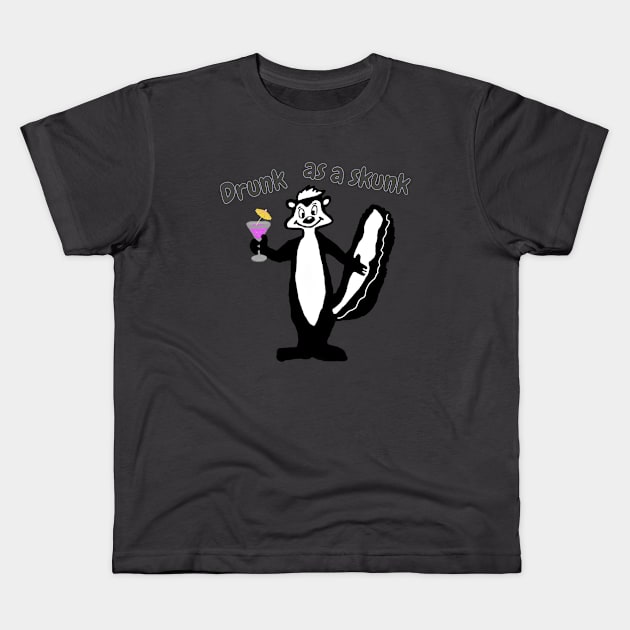 Drunk as a skunk Kids T-Shirt by Fantasticallyfreaky